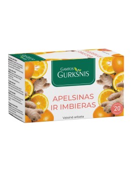 Orange and ginger fruit tea, Gamtos Gurkšnis, 20 tea bags