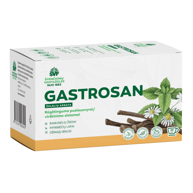 Gastrosan, žolelių arbata, rūgštingumo pusiausvyrai, Švenčionių vaistažolės, 20 pak.