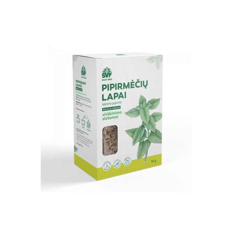 Pipirmėčių lapai, žolelių arbata, virškinimo sistemai, Švenčionių vaistažolės, 50 g