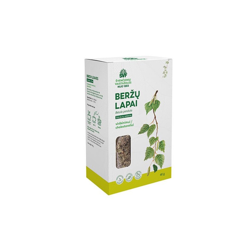 Beržų lapai, žolelių arbata, virškinimui / cholesteroliui, Švenčionių vaistažolės, 40 g