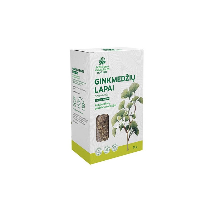 Ginkgo leaves, herbal tea for circulation / cognitive function, Švenčionių vaistažolės, 50 g