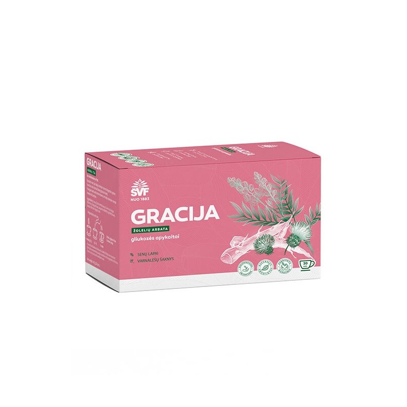 Gracija, žolelių arbata, gliukozės apykaitai, Švenčionių vaistažolės, 20 pak.