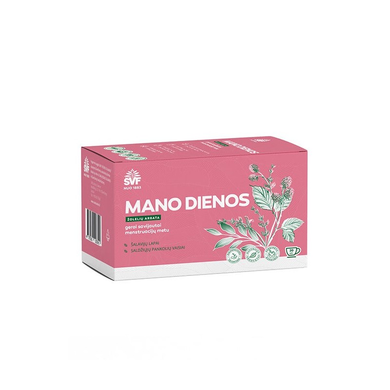 Mano dienos, žolelių arbata, menstruacijų metu, Švenčionių vaistažolės, 20 pak.