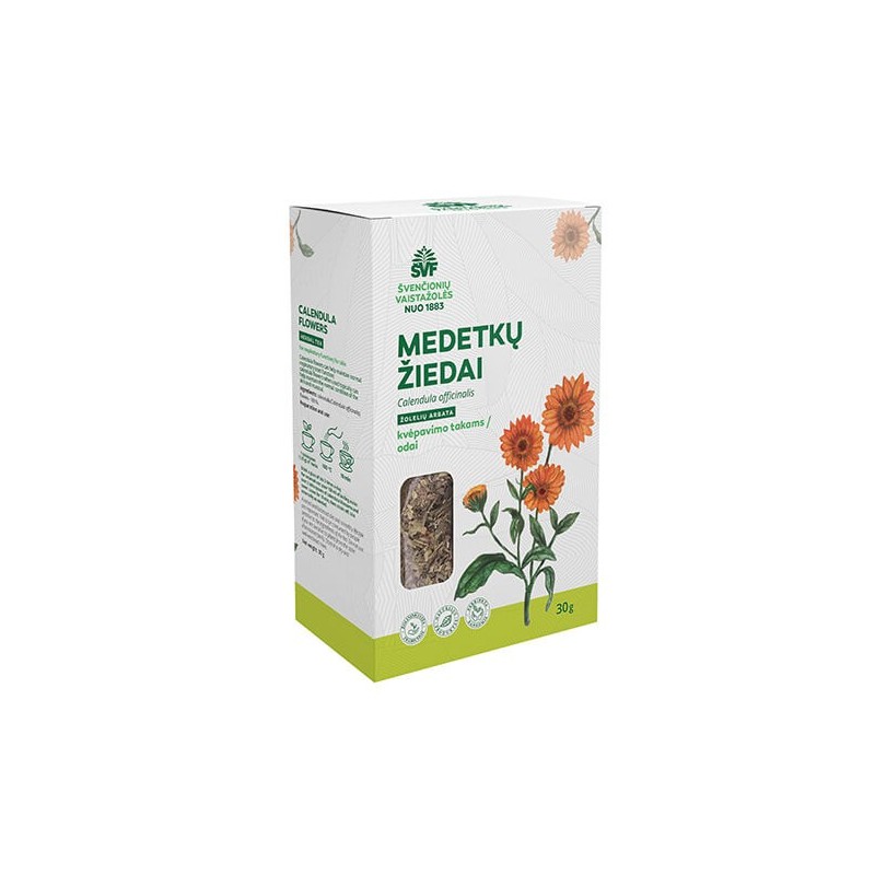 Calendula flower herbal tea for the respiratory tract / skin, Švenčionių vaistažolės, 30 g