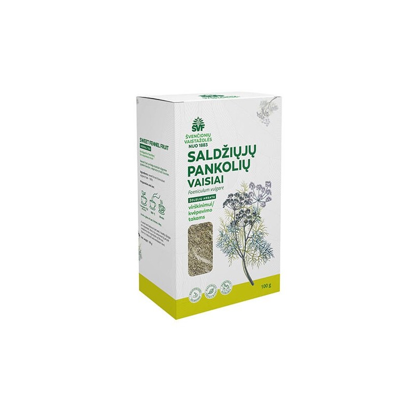 Saldžiųjų pankolių vaisiai, žolelių arbata, virškinimui/ kvėpavimo takams, Švenčionių vaistažolės, 100 g