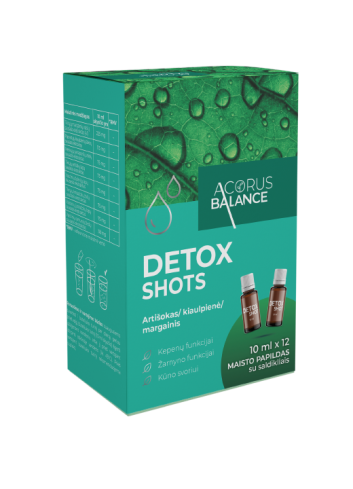 Detox shots, kepenų/žarnyno funkcijai, Acorus Balance, 12 vnt.