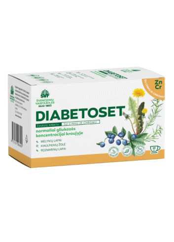 Diabetoset, žolelių arbata, su cinku ir chromu, Švenčionių vaistažolės, 20 pak.