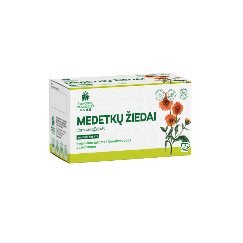 Calendula flowers, herbal tea for the respiratory tract / external skin damage, Švenčionių vaistažolės, 24 tea bags