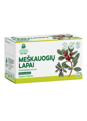 Meškauogių lapai, žolelių arbata, šlapimo takams, Švenčionių vaistažolės, 24 pak.