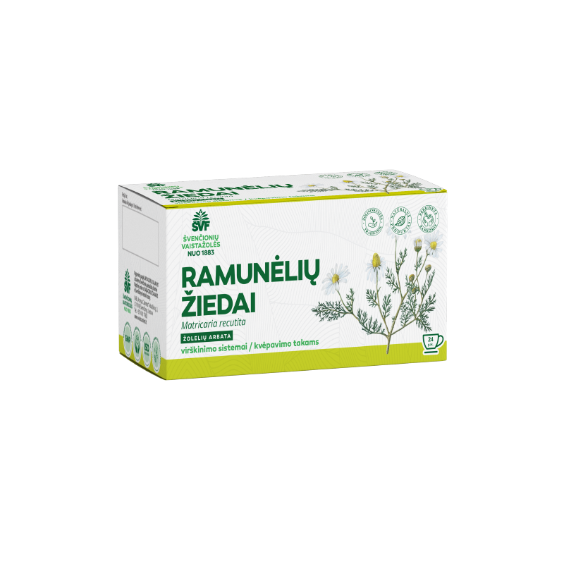 Chamomile flowers, herbal tea for the digestive system / respiratory tract, Švenčionių vaistažolės, 24 tea bags