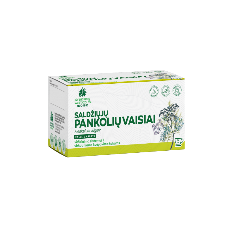 Saldžiųjų pankolių vaisiai, žolelių arbata, virškinimo sistemai/ viršutiniams kvėpavimo takams Švenčionių vaistažolės, 24 pak.