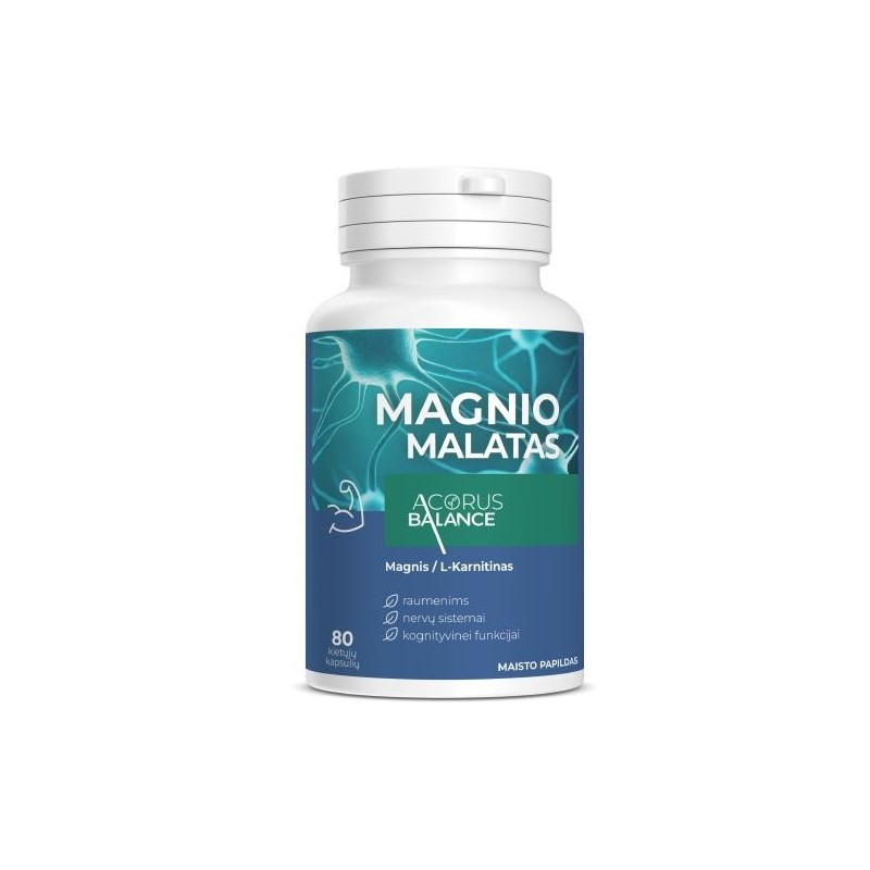 Magnesium malate for the nervous system and cognitive function, Acorus Balance, 80 capsules