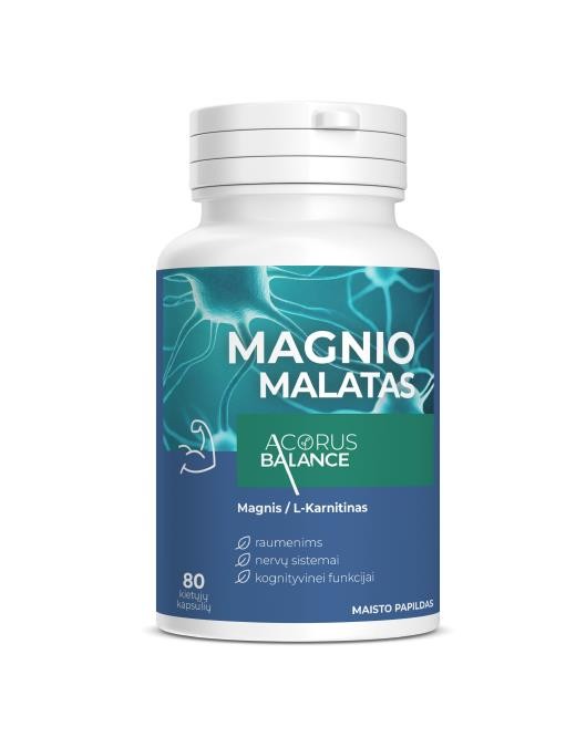 Magnio malatas, raumenims / nervų sistemai / kognityvinei funkcijai, Acorus Balance, 80 kaps.