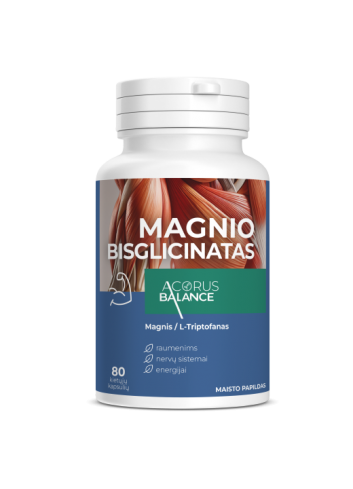 Magnio bisglicinatas, raumenims / nervų sistemai/ energijai, Acorus Balance, 80 kaps.