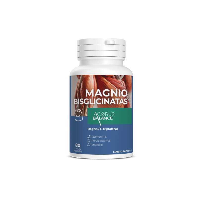 Magnesium bisglycinate for the nervous system and energy, Acorus Balance, 80 capsules