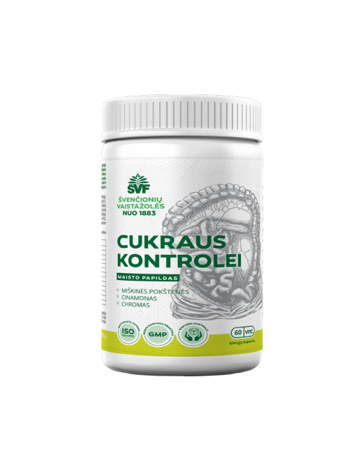 Cukraus kontrolei, maisto papildas kapsulėse, Švenčionių vaistažolės, 60 vnt.