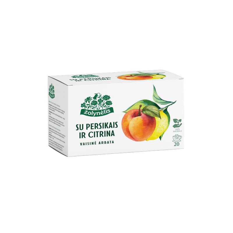 Fruit tea with peach and lemon, Žolynėlis, 20 tea bags