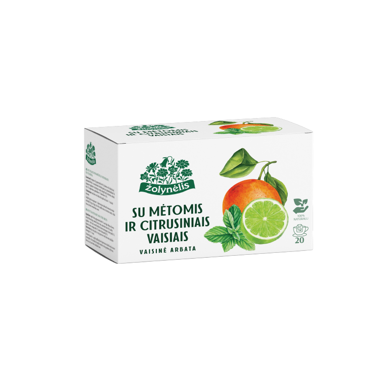 Fruit tea with mint and citrus fruit, Žolynėlis, 20 tea bags