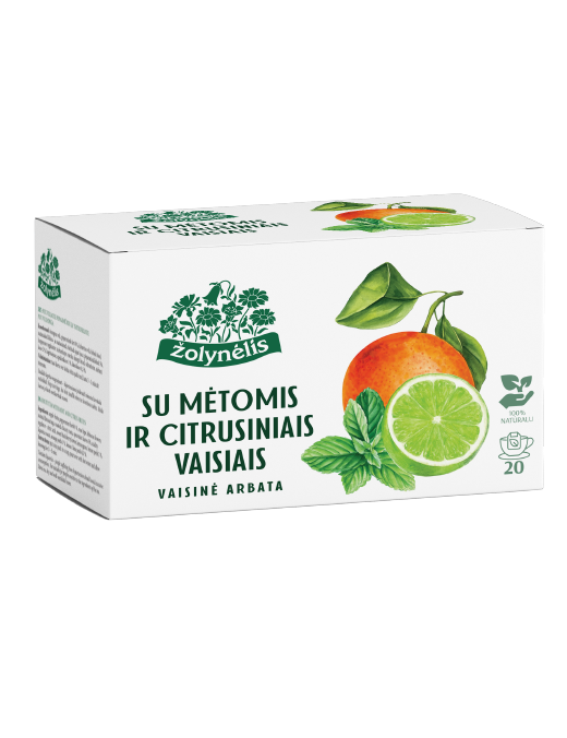 Vaisinė arbata su mėtomis ir citrusiniais vaisiais, Žolynėlis, 20 pakelių