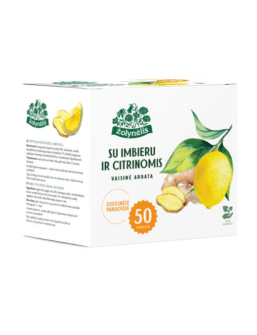 Vaisinė arbata su imbieru ir citrinomis, Žolynėlis, 50 pakelių