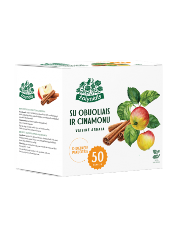 Vaisinė arbata su obuoliais ir cinamonu, Žolynėlis, 50 pakelių