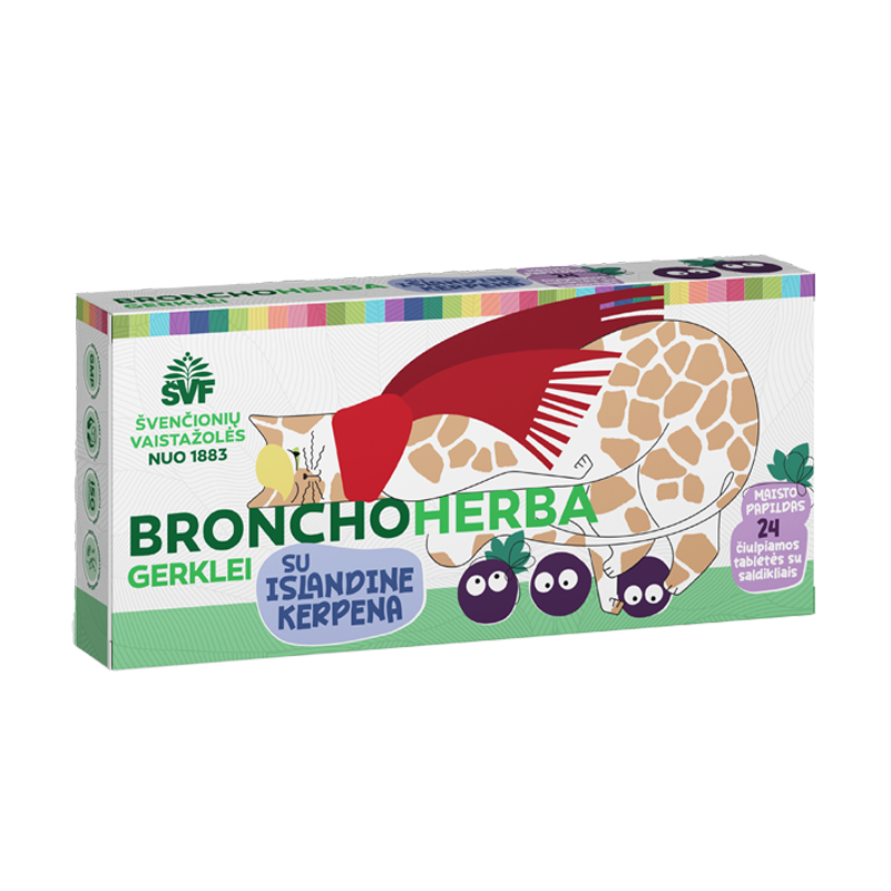 Bronchoherba throat tablets for children, for the respiratory tract, Švenčionių vaistažolės, 24 tablets