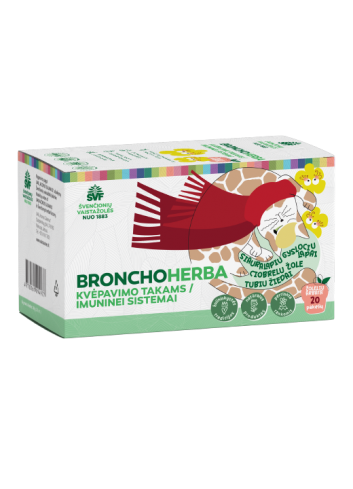 Bronchoherba vaikams, žolelių arbata, kvėpavimo takams, imunitetui Švenčionių vaistažolės, 20 pakelių