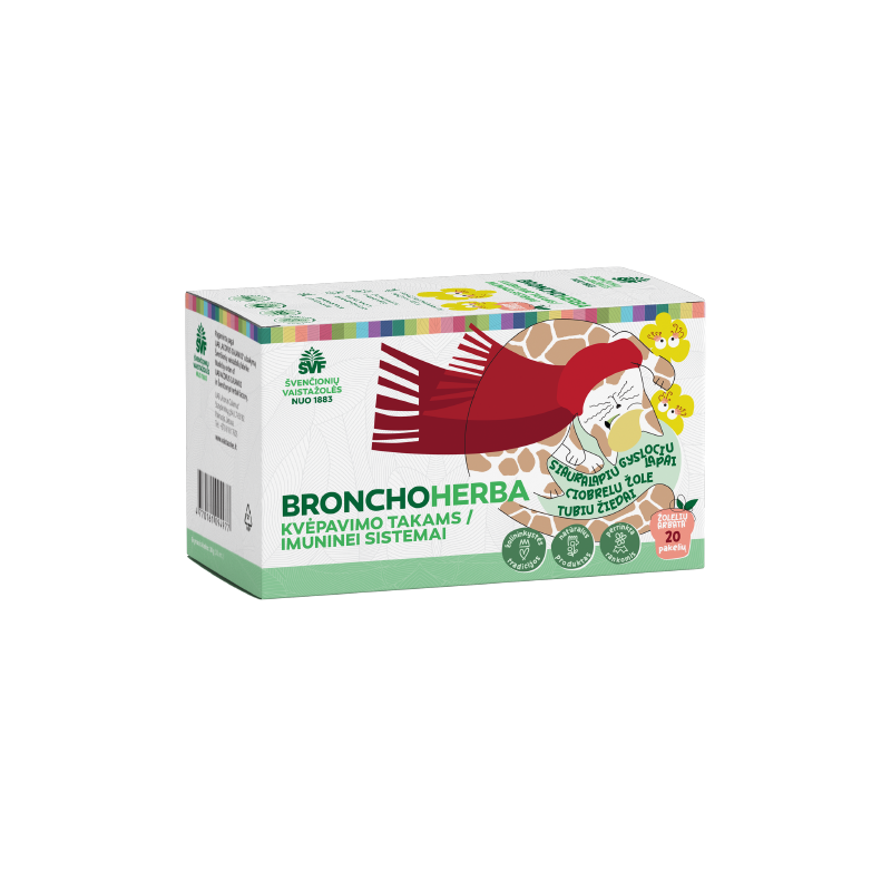 Bronchoherba for children, herbal tea for the respiratory tract and immunity, Švenčionių vaistažolės, 20 tea bags