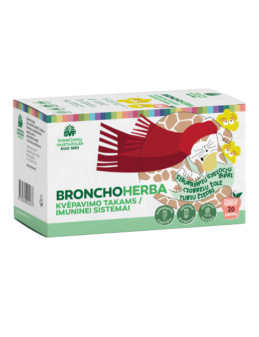Bronchoherba vaikams, žolelių arbata, kvėpavimo takams, imunitetui Švenčionių vaistažolės, 20 pakelių