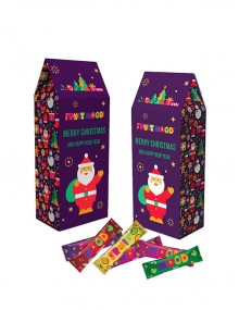 Vaisių-uogų užkandukai dovanų dėžutėje „Stebuklų šalies žiemos namai“, FRUITMOOD, 100g