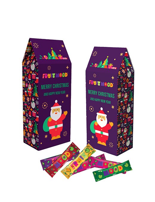 Vaisių-uogų užkandukai dovanų dėžutėje „Stebuklų šalies žiemos namai“, FRUITMOOD, 100g