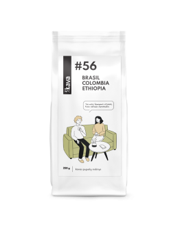 KAVA96 Nr.56 roasted coffee beans, MIX (Brasil NY2 Moggiana, Ethiopie Yirgacheffe, Colombia Supremo)