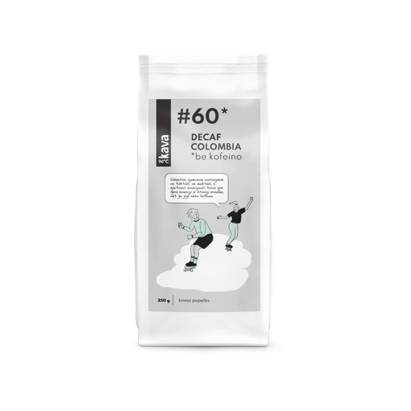 KAVA96 Nr.60 decaffeinated roasted speciality coffee beans, Swiss Water Colombia Decaf