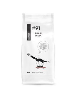 Skrudintos rūšinės kavos pupelės KAVA96 Nr.91, MIX Brasil (NY2 Moggiana), India (Robusta Cherry AB)