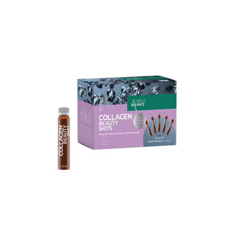 Collagen beauty shots apelsinų skonio, odai, plaukams, nagams,  Acorus Balance, 28 vnt.