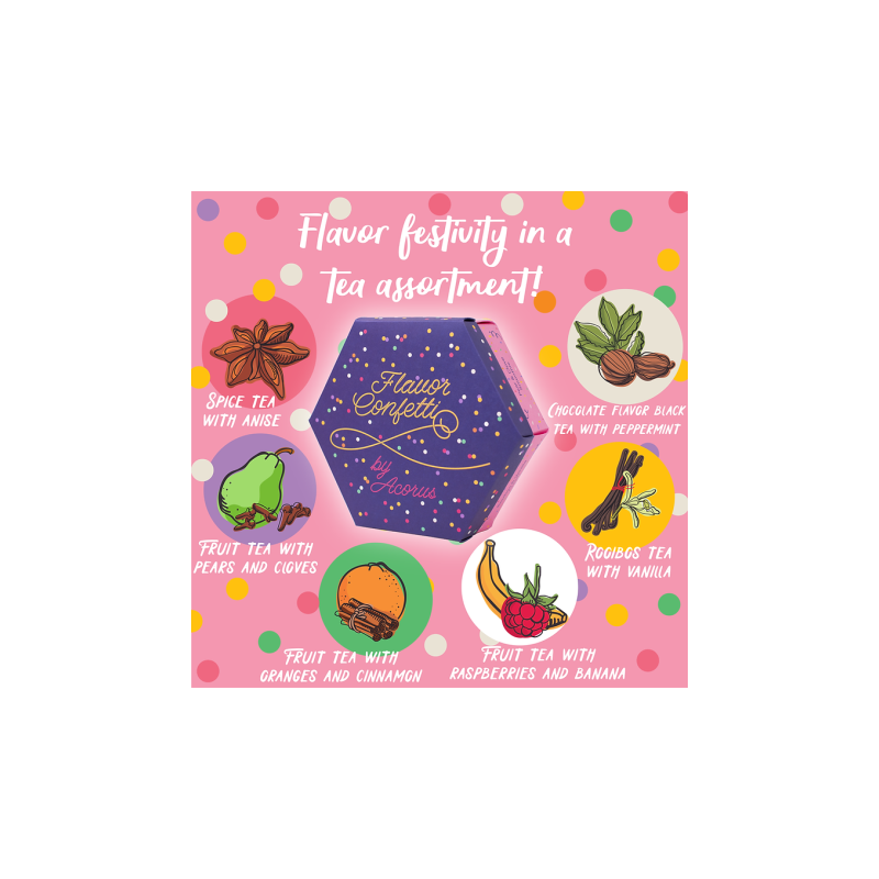 Skonių konfeti, arbatos rinkinys, Acorus, 60 pakelių, 6 skoniai