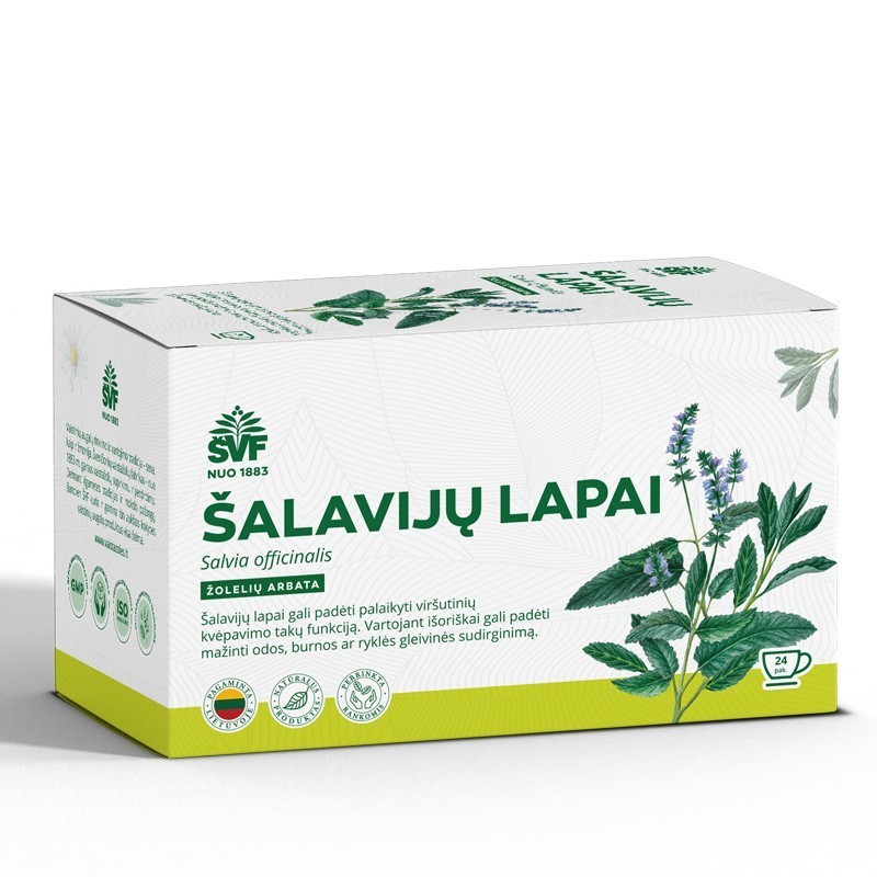 Sage leaves, herbal tea for the respiratory tract, Švenčionių vaistažolės, 24 tea bags