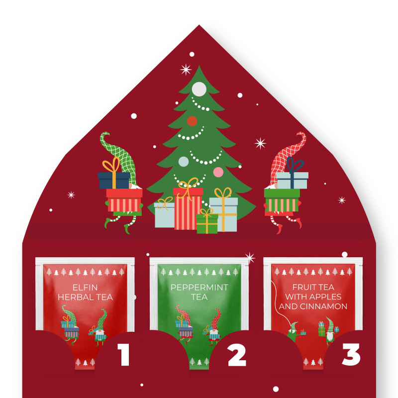 Elf's tea advent calendar, Acorus, 24 tea bags, 8 flavours
