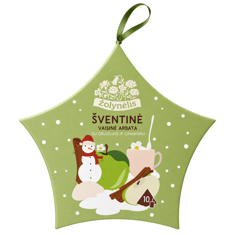 Šventinė vaisinė arbata su obuoliais ir cinamonu, Žolynėlis, 30 g., 10 pakelių