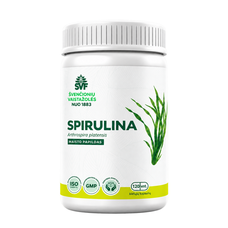 Spirulina, food supplement in capsules, Švenčionių vaistažolės, 120 capsules