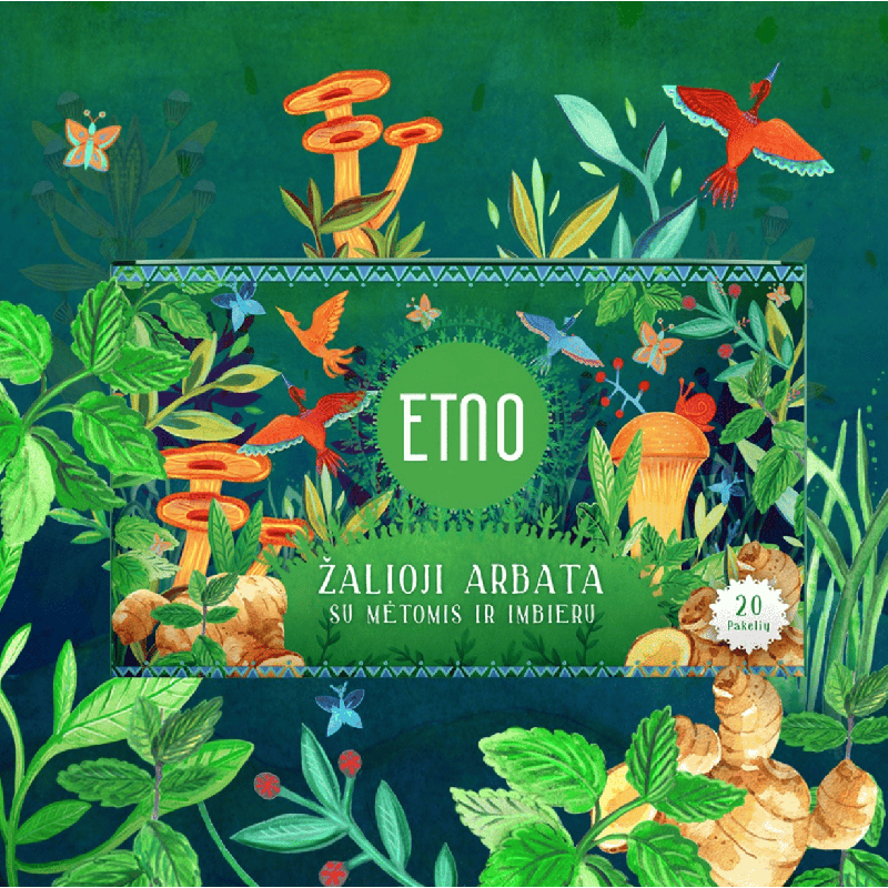 Green tea with mint and ginger, ETNO, 20 tea bags