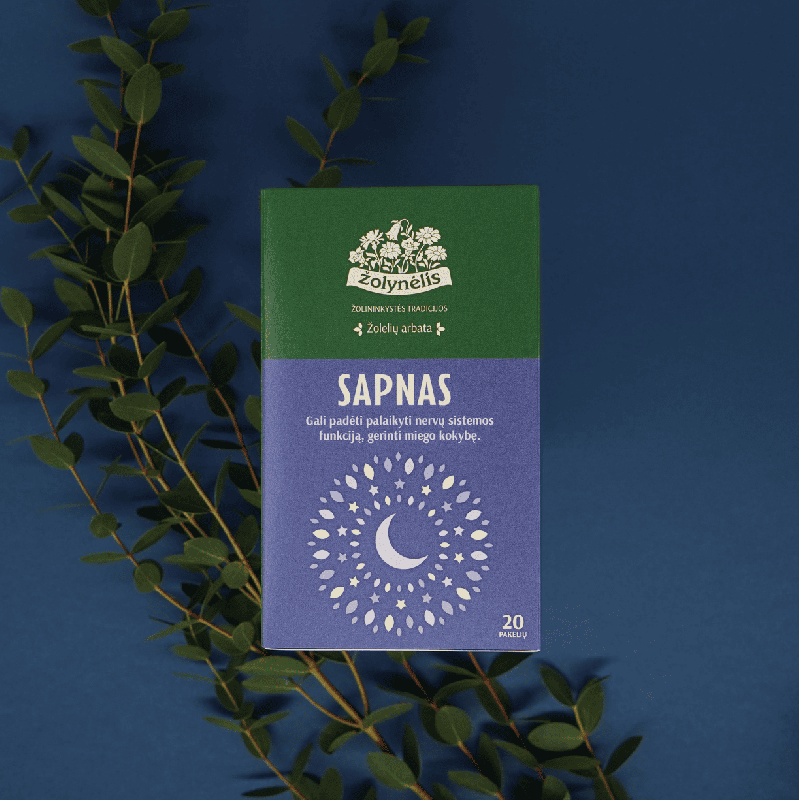 Sapnas (Dream), herbal tea for the nervous system and sleep, Žolynėlis, 20 tea bags