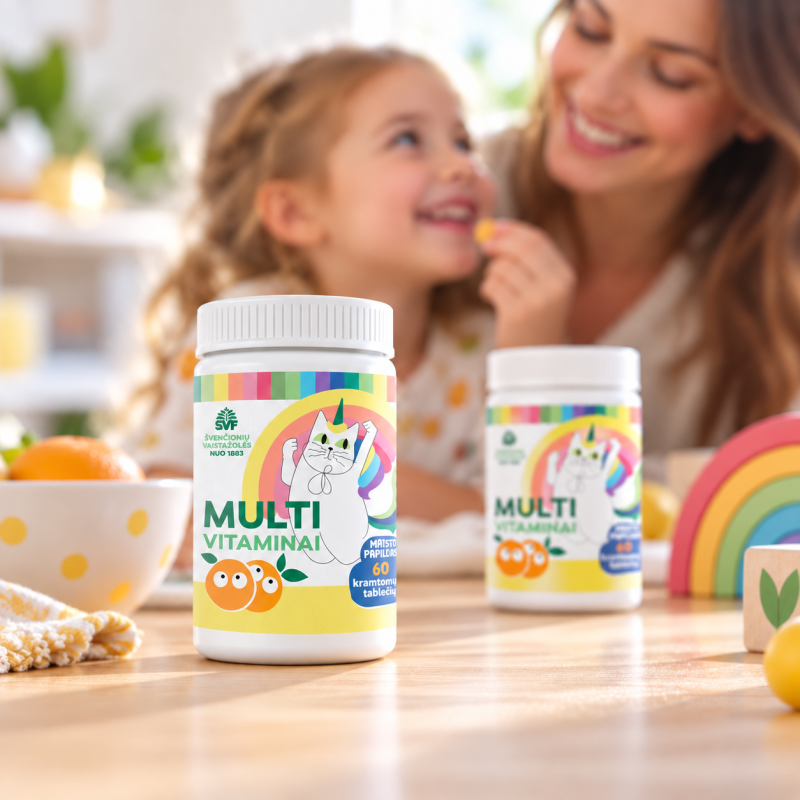 Multivitaminai vaikams, imunitetui, Švenčionių vaistažolės, 60 vnt.