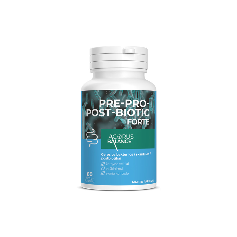 Pre-Pro-Post-Biotic forte, friendly bacteria for digestion, Acorus Balance, 60 pcs