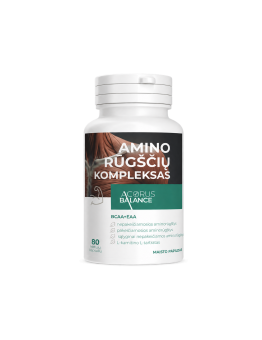 Aminorūgščių kompleksas BCAA+EAA, baltymų sintezei, Acorus Balance, 80 kaps.