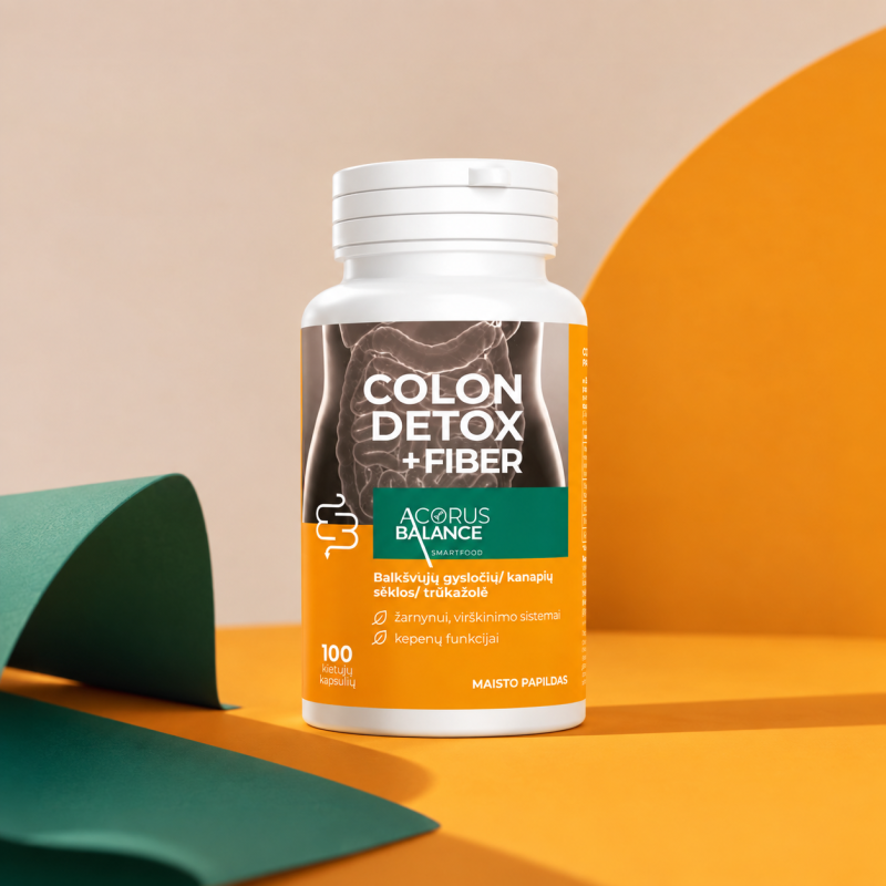 Colon detox + Fiber fibre capsules for the bowel, Acorus Balance, 100 pcs