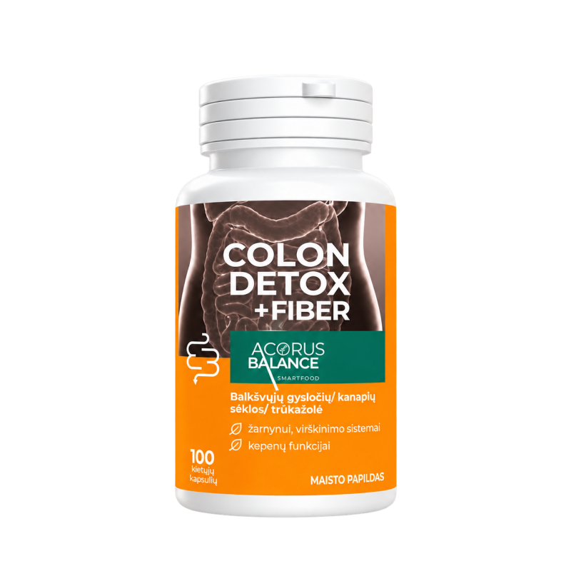 Colon detox + Fiber fibre capsules for the bowel, Acorus Balance, 100 pcs