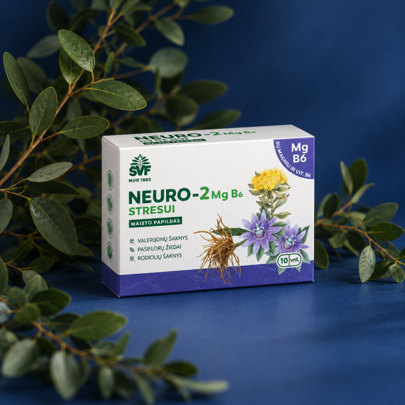 Kapsulės Neuro-2 stresui MG B6 ŠVF, 10 vnt. | Onelife.lt