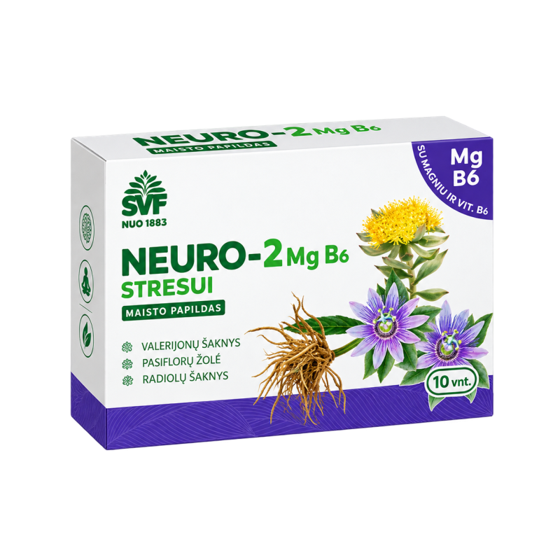 Kapsulės Neuro-2 stresui MG B6 ŠVF, 10 vnt. | Onelife.lt