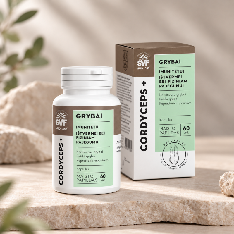 ŠVF CORDYCEPS+, maisto papildai, 60 kapsulių | Onelife.lt